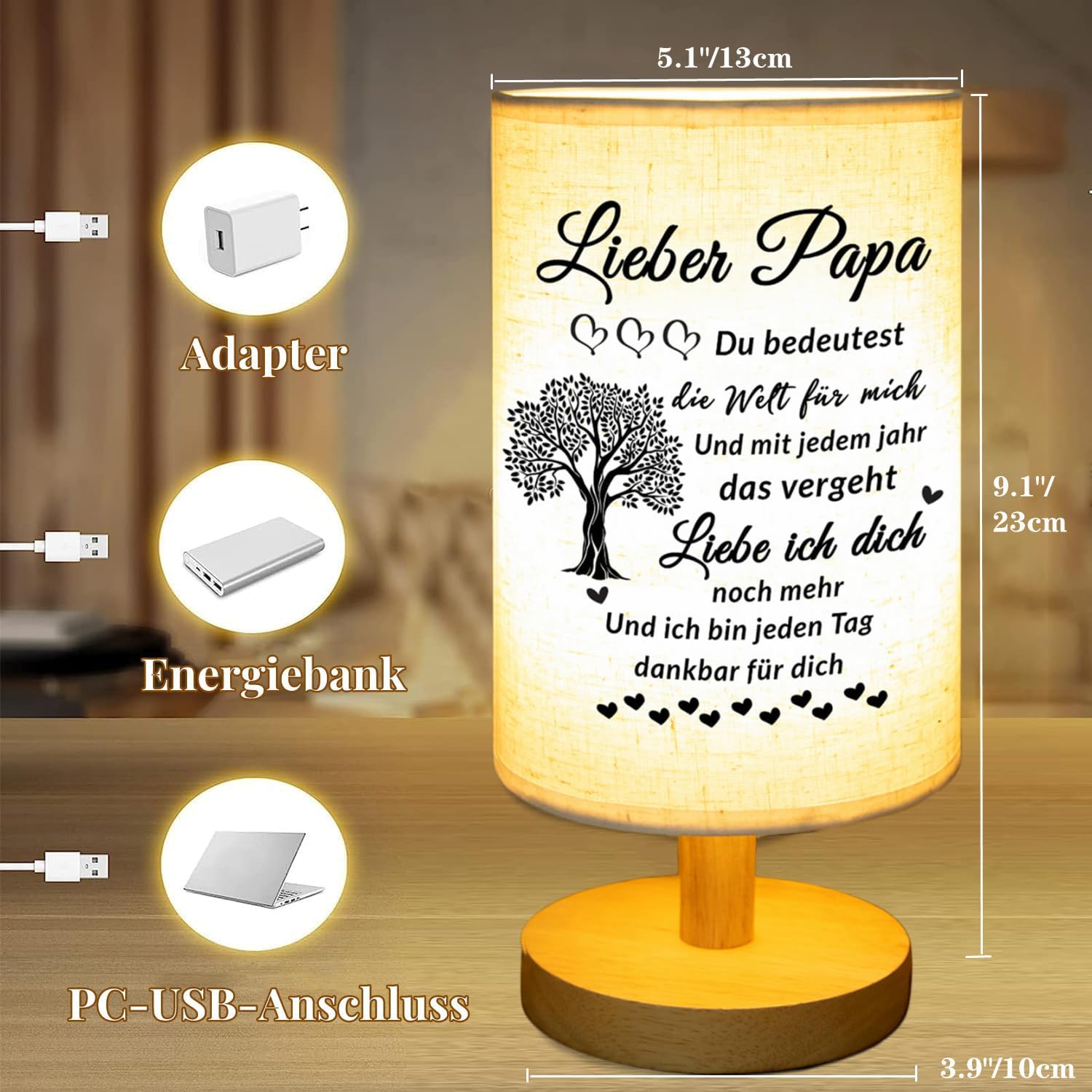 Prstenly gifts for dad, birthday gifts for dad, table lamp – Bild 6