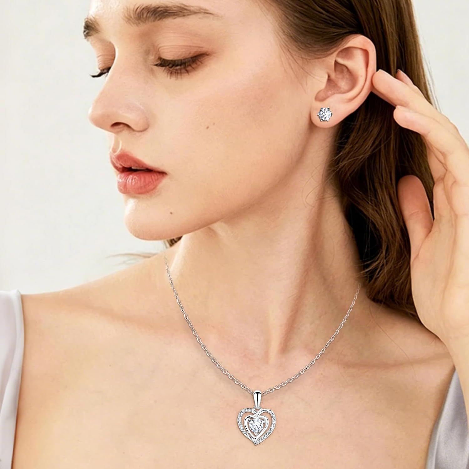 Miofula Eternal Rose Gifts for Women, Infinity Rose Box with Heart Necklace Earrings Silver 925, Flower Chain Birthday Gift for Women, Mum, Grandma, Girlfriend Gift, Christmas, Birthday, Anniversary – Bild 4