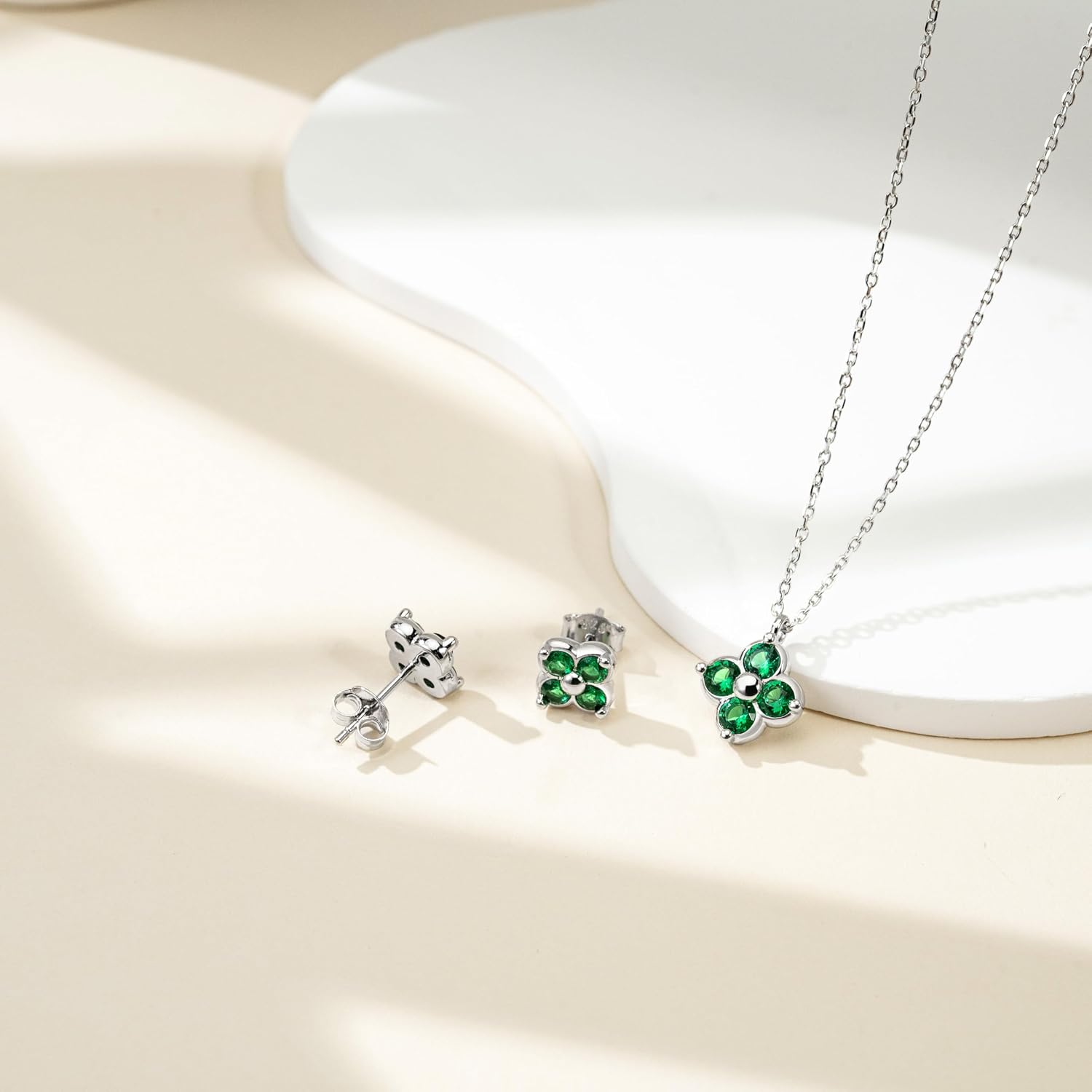 Women's Clover Birthstone Jewellery Set in 925 Sterling Silver – Bild 3