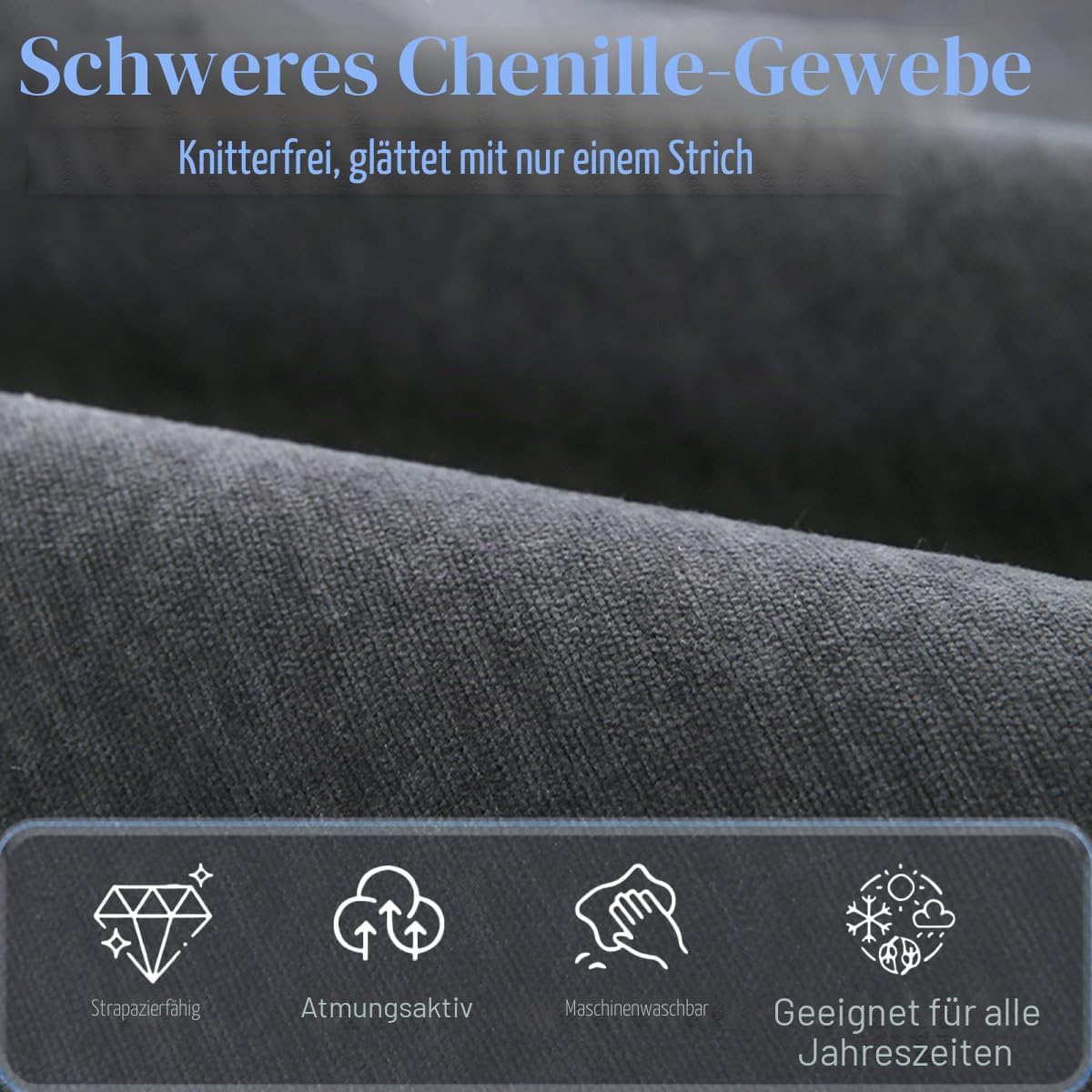Sofa Cover, Chenille Sofa Cover, Sofa Throw, Sofa Blanket, Non-Slip Sofa Throw Blanket, Sofa Protection, Cat Dog, Sofa Protective Blanket, Sofa Covers for Seat, Dark Grey, 90 x 160 cm – Bild 5