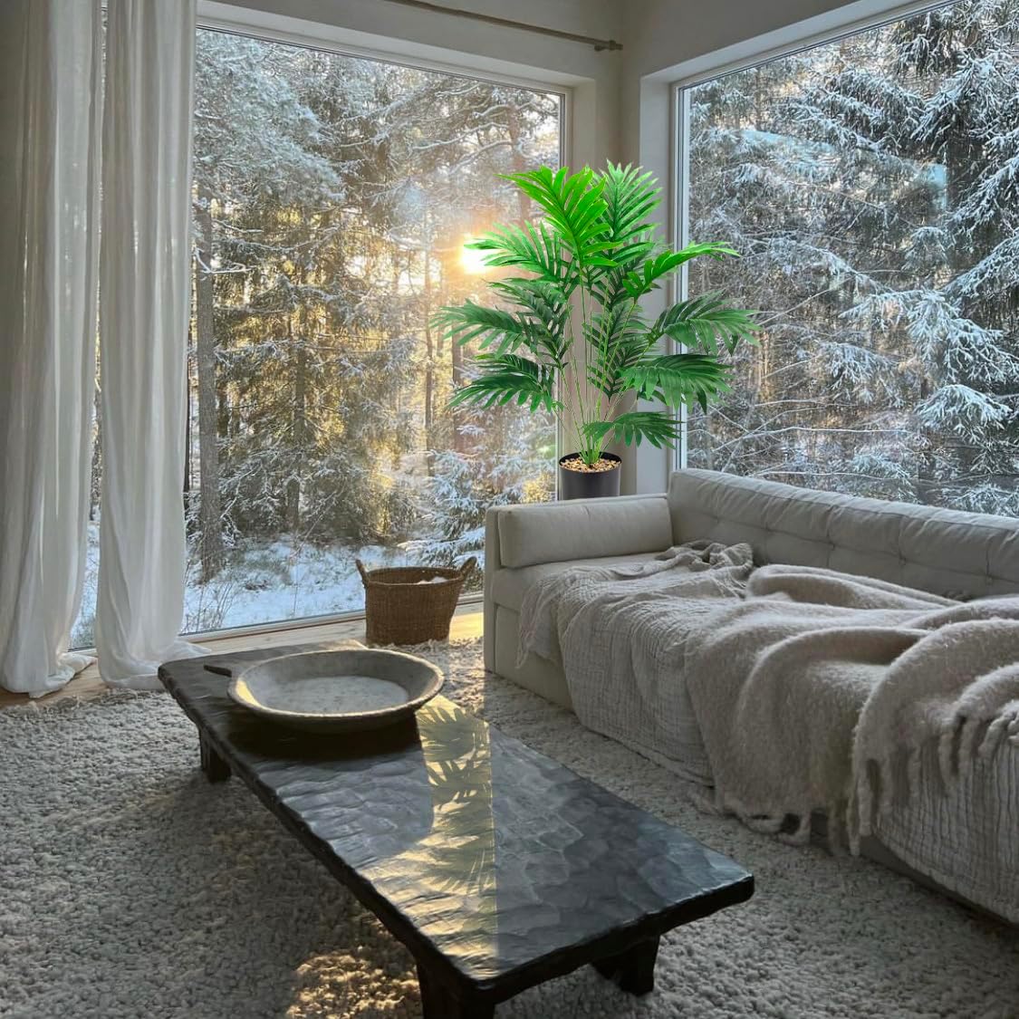 Pack of 2 Artificial Plants, Large, Artificial Palm Plant, Fake Plant, Artificial Plants Like Real, Plastic Plant, Artificial Plant for Office, Home, Indoor and Outdoor Decoration (Small Palm Tree) – Bild 5