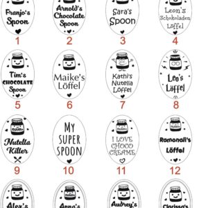 Personalised Engraved Emergency Spoon & Nutella Mini 15g – Spoon with Name, Engraved on Handle – Choice of Size & Colour – Gift Idea