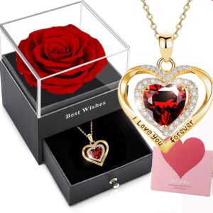 Willuck Eternal Rose Women’s Gifts for Girlfriend, Preserved Flower Infinity Real Rose Box, Birthday Gift for Women, Christmas, Valentine’s Day, Anniversary, Mother’s Day Gift for Mum