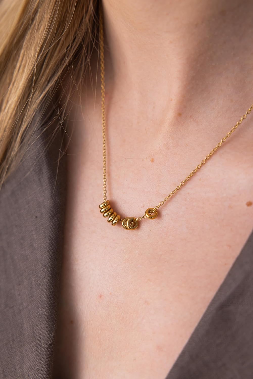 Purelei Anxiety Chain - Waterproof & Adjustable | Stainless Steel Chain with Movable Fidget Elements | 14K/18K Gold Plating | Soothing Everyday Essential – Bild 4