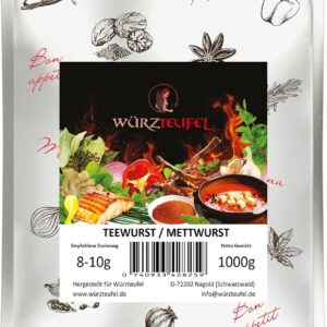 Fine Meat Sausage Spice, Tea Sausage, Spice Preparation without Flavour Enhancer, Bag: 1000 g (1 kg)