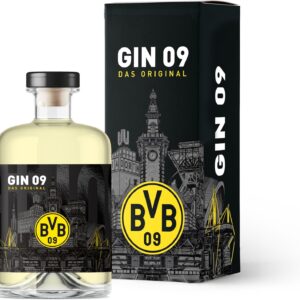 BVB Gin 09 – The Original | with Gift Packaging | Fan Item, Men, Women, Christmas | Excellent Gin of BVB09 | Gift Idea, Borussia Dortmund Fans | 500 ml Single Bottle, 43% Vol
