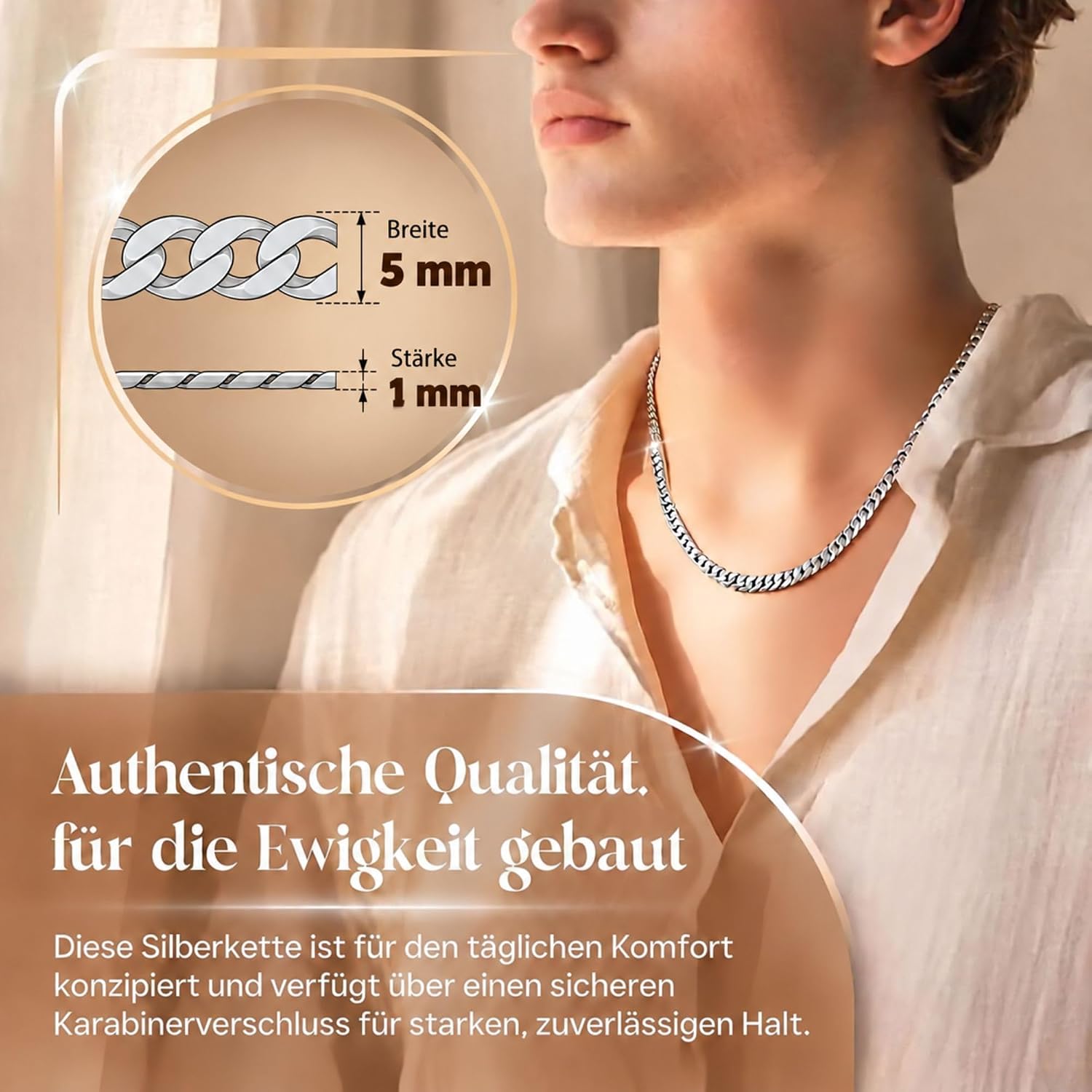 QUADRI - Kette Herren Silber | Silberkette 925 Silber - Halskette Herren – Bild 2