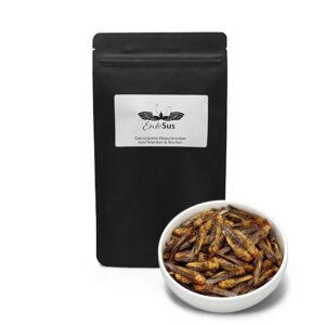 EntoSus - Natural dried snack insects grasshoppers, mealworms, sustainable protein source with mild nutty taste (1 x 20 g, locusts)