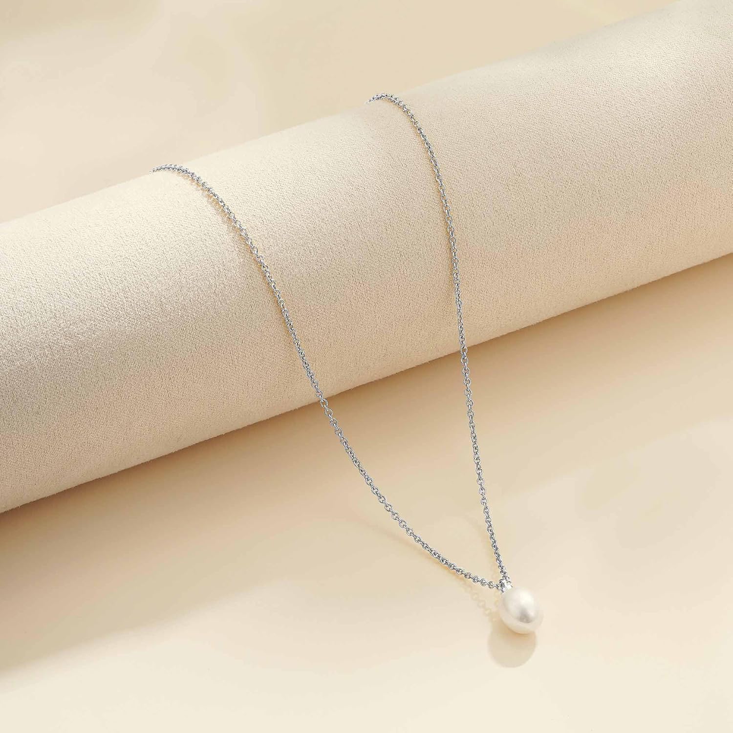 Women's Pearl Necklace, Waterproof 18 K Gold/Silver Gold-Plated Pearl Necklace and Pearl Earrings Set with Pearl Bracelet, Adjustable Bridal Jewellery, Gold Necklace for Women, Ladies Jewellery – Bild 6