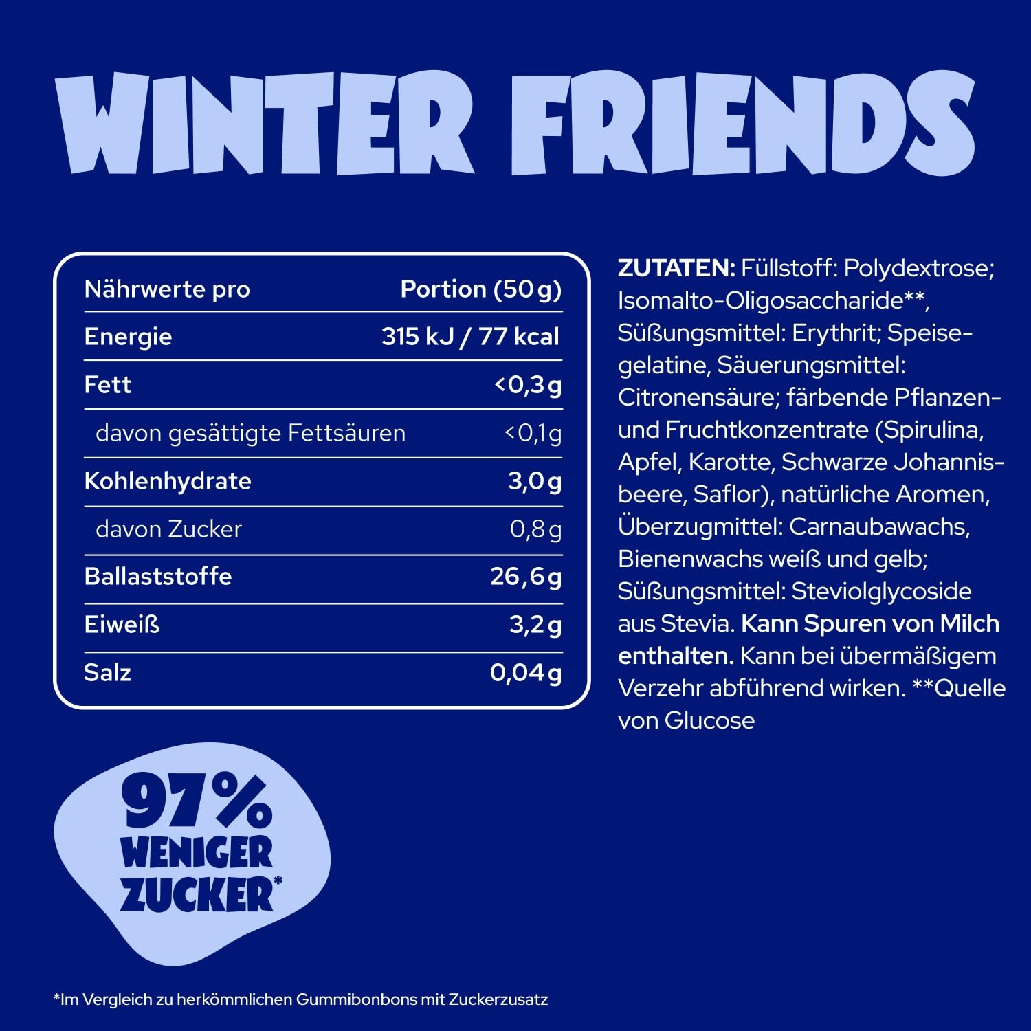 ahead Winter Friends Gummy Bears | Winter Fruit Gum 18 × 50 g | Gummy Bears without Added Sugar | Only 1 g Sugar & 78 kcal per 50 g | Low Calorie Sweets & High Fibre – Bild 2