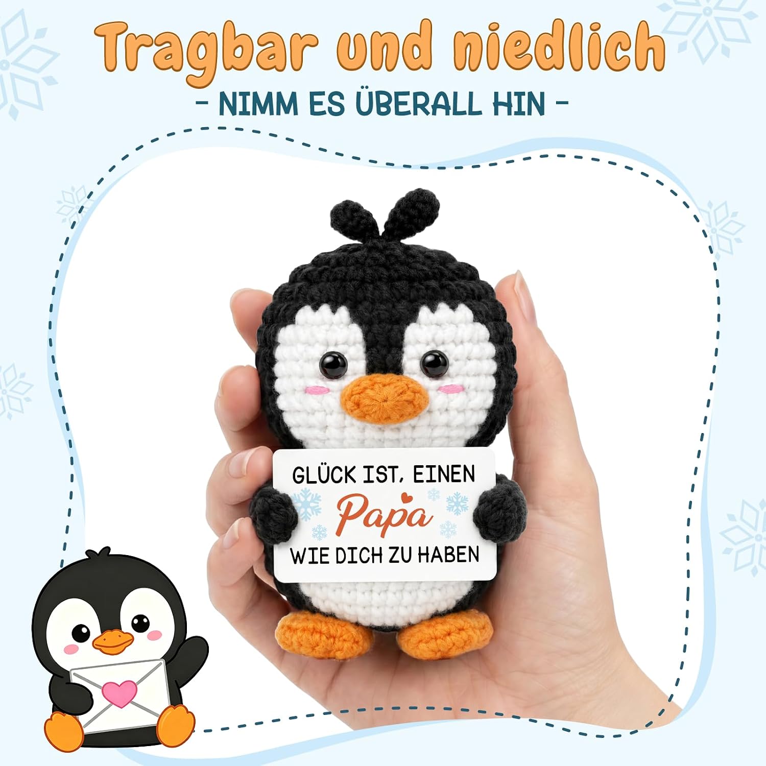 Vetbuosa Dad Gift, Hand Crocheted Penguin, Pocket Hug Penguin – Bild 3