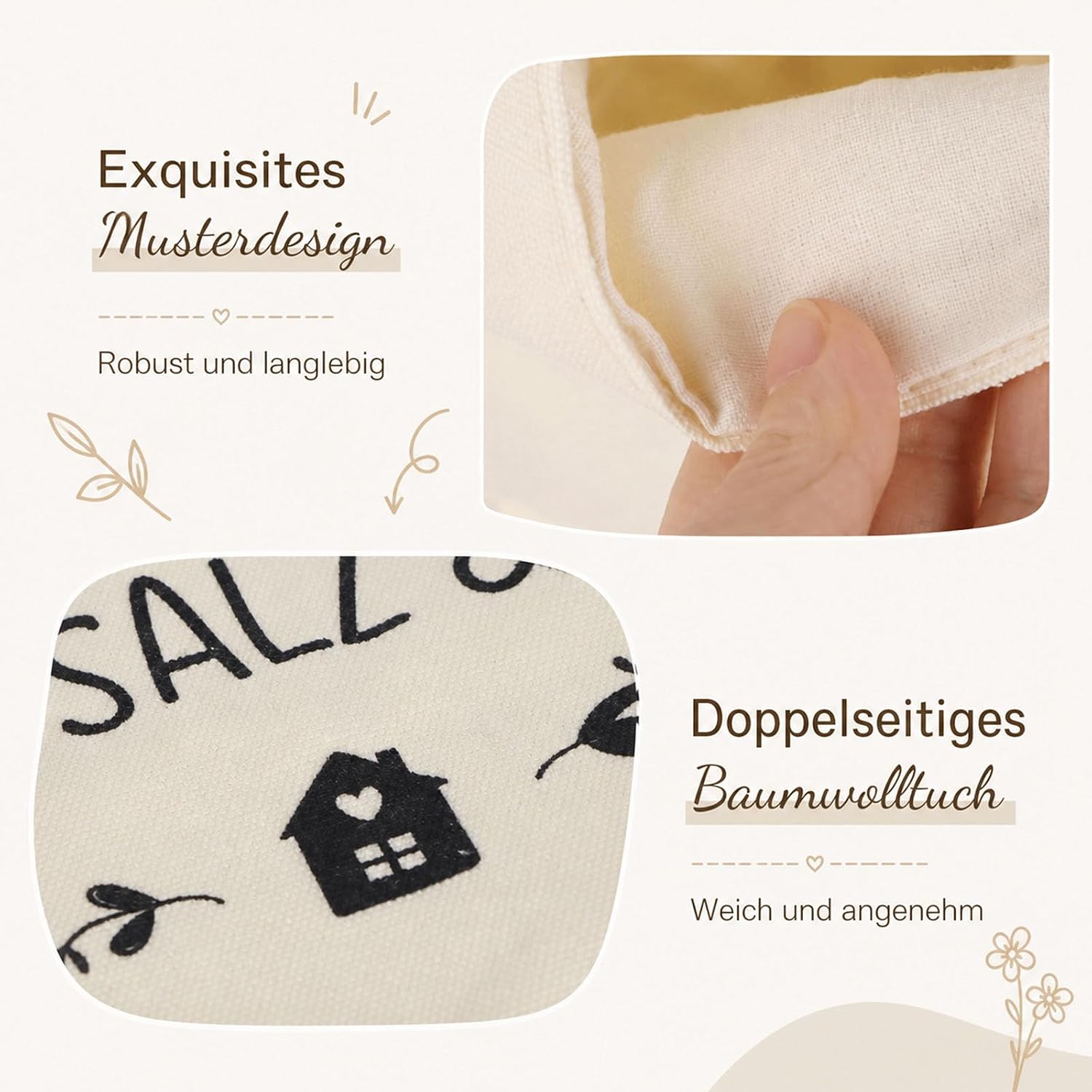 Bread Basket Fabric as Housewarming Gifts, House House Bread Basket, Modern Bread Bag, Bread Bag, Linen Bread and Salt Gift for New Home (BrotSalzLiebe) – Bild 6