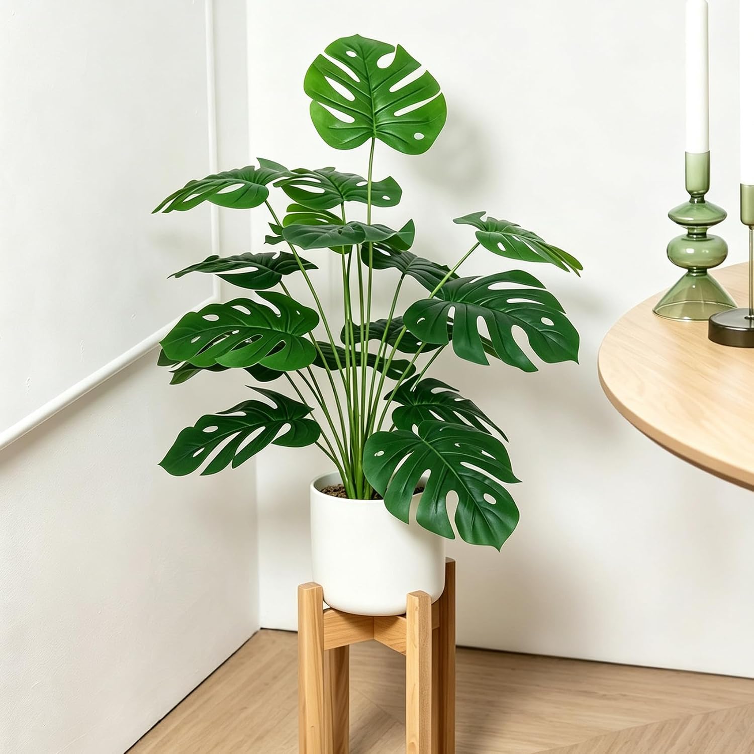 ADORAMOUR Artificial Plants Monstera Bush, Fake Tropical Plant Decoration – Bild 9