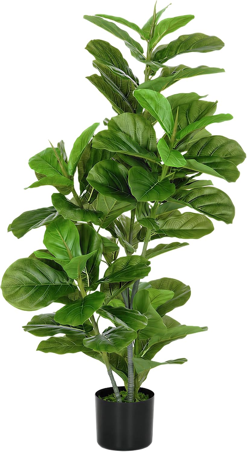 HOMCOM Artificial Ficus Plant 110cm Tall 90 Leaves with Pot Green