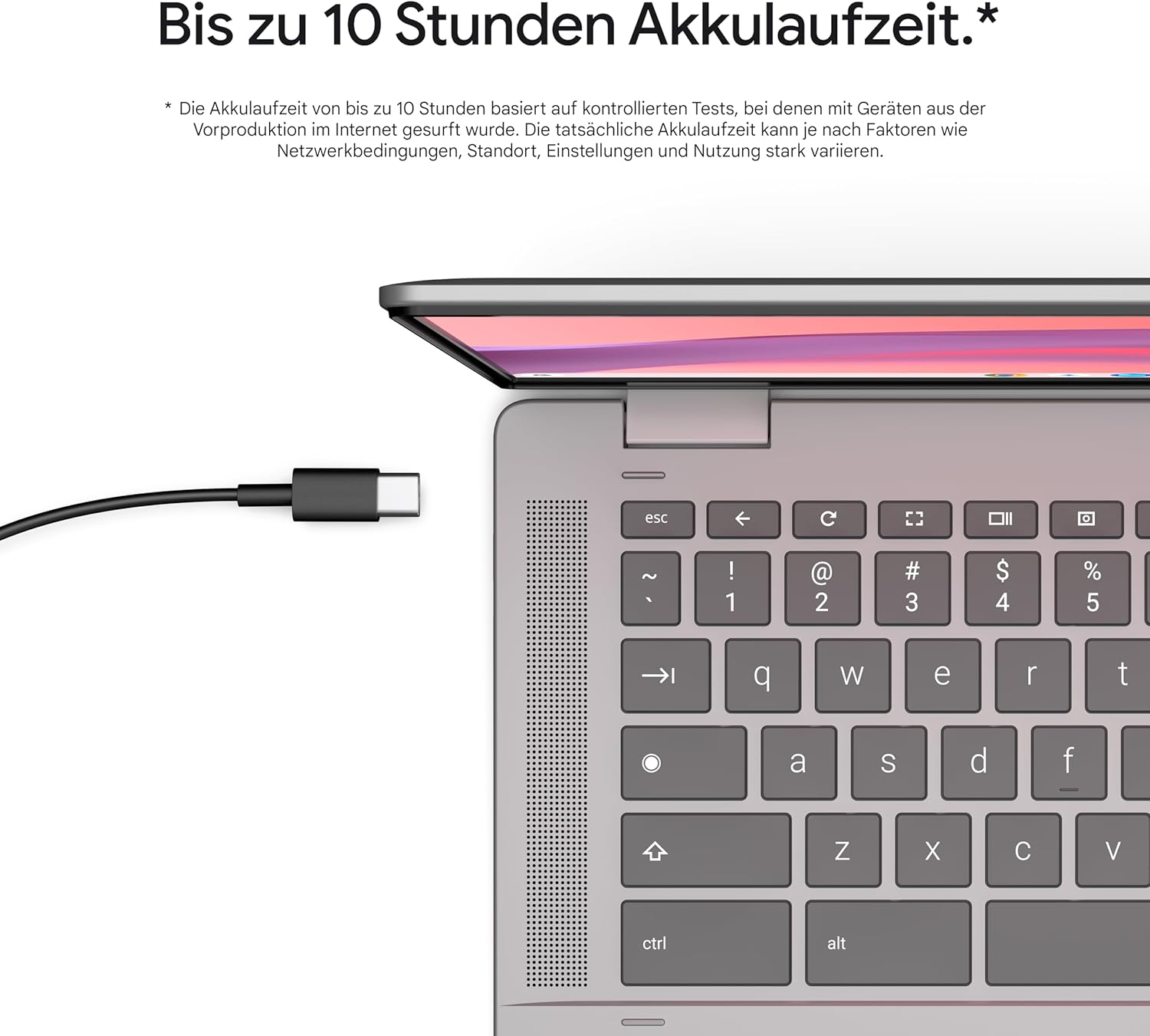 HP Chromebook x360 Laptop (14 Inch HD Touchscreen, Intel N100, Gemini, 4 GB RAM, 128 GB, ChromeOS, QWERTZ) - Silver – Bild 9