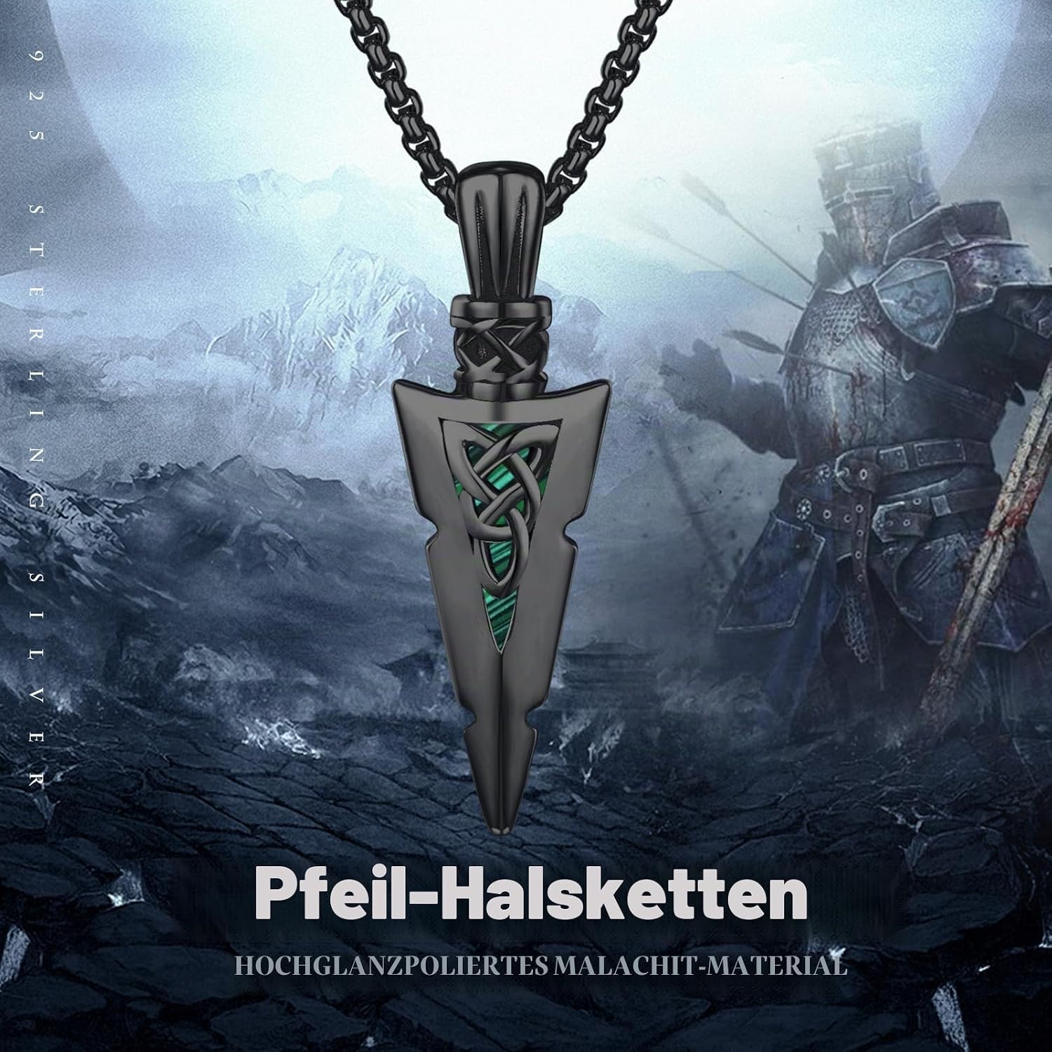 REDSUN Viking Arrow Thor's Hammer Chain 925 Sterling Silver ViKing Cross Hammer Cross Pendant Celtic Pendant Amulet Jewellery for Men Son Boys Women Men Unisex – Bild 7