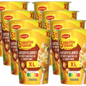 MAGGI 5 Minute Terrine XL Mashed Potato Roasted Onions, Pack of 8 (8 x 76 g