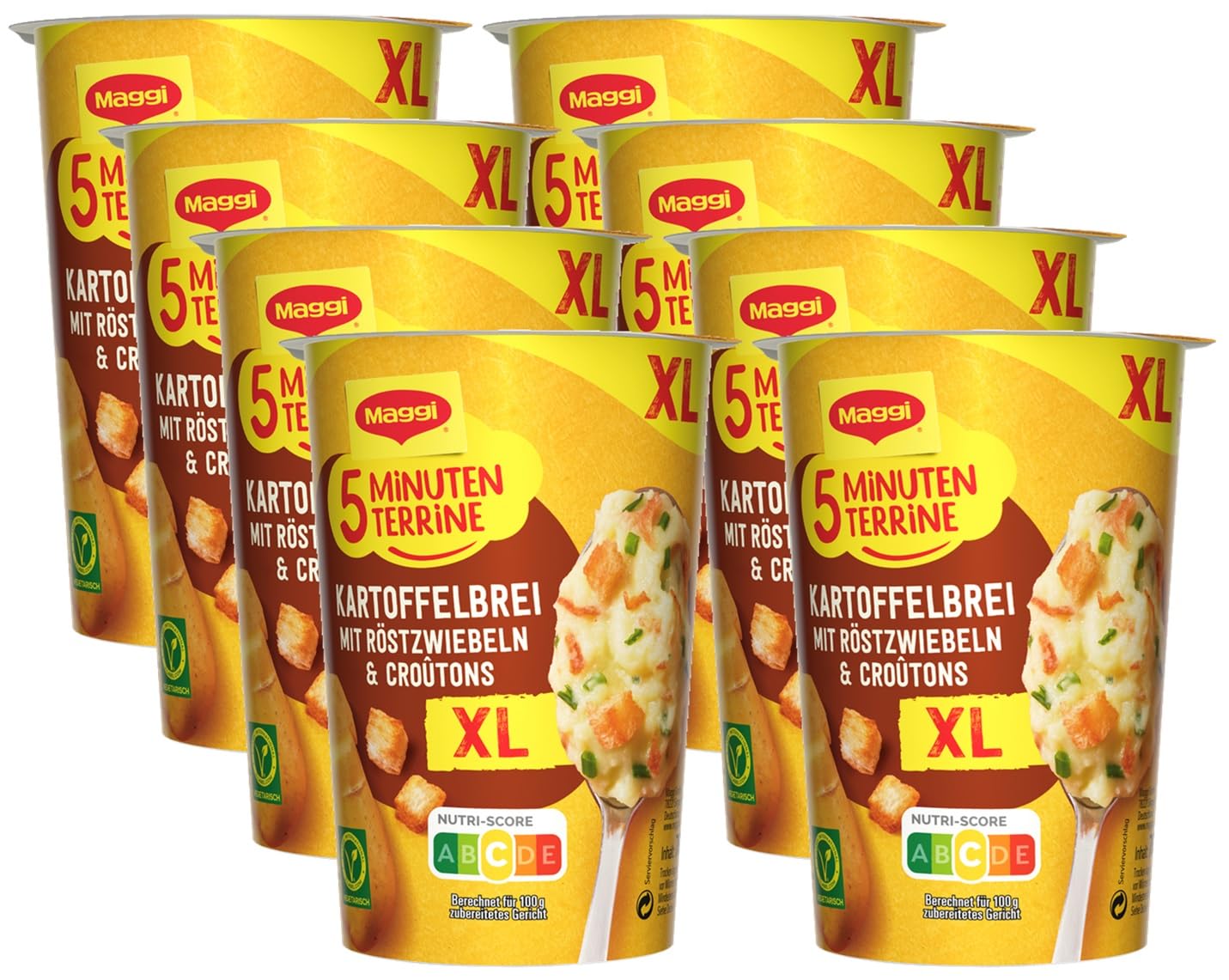 MAGGI 5 Minute Terrine XL Mashed Potato Roasted Onions, Pack of 8 (8 x 76 g