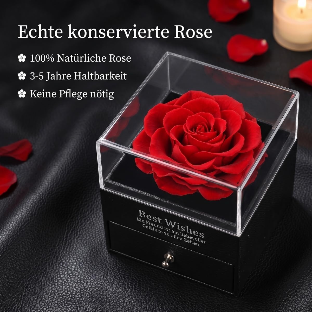Eternal Rose with Exquisite Necklace & Scarf, Small Gifts for Women with Gift Box & Greeting Cards, Gift Girlfriend Birthday Mum – Bild 2