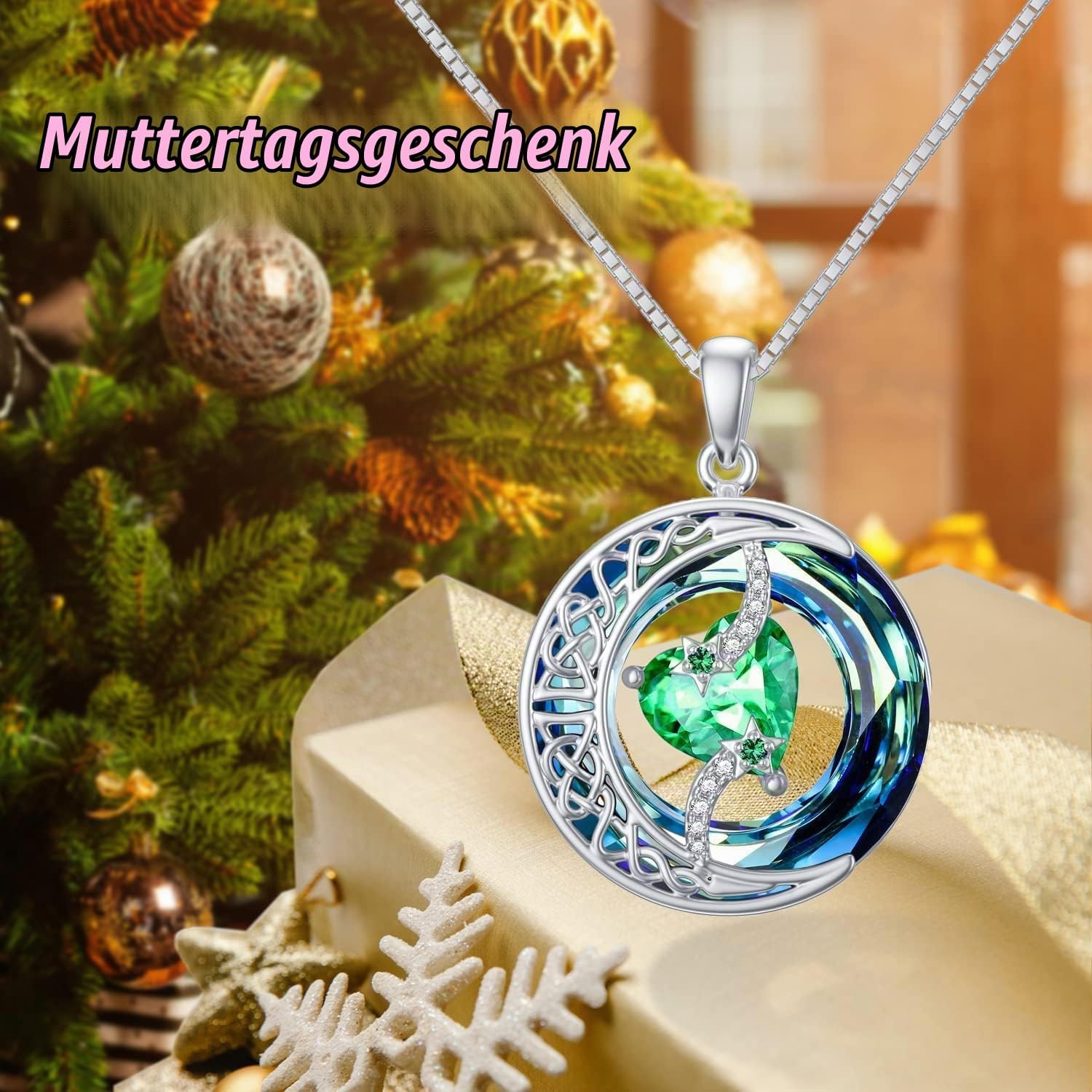 TOUPOP Kette Damen Herz Geburtsstein Sterling Silber Schmuck Geschenk – Bild 2