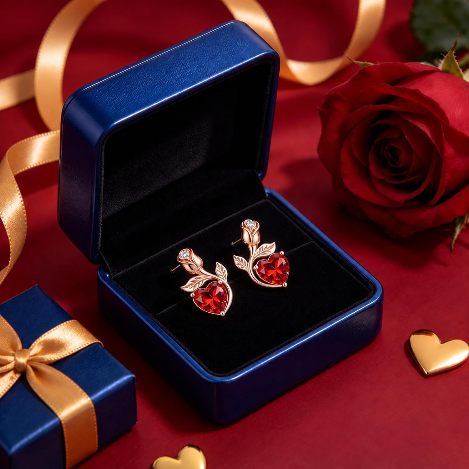 0.8CT Rose Heart Stud Earrings Birthstone S925 Gifts for Women – Bild 7