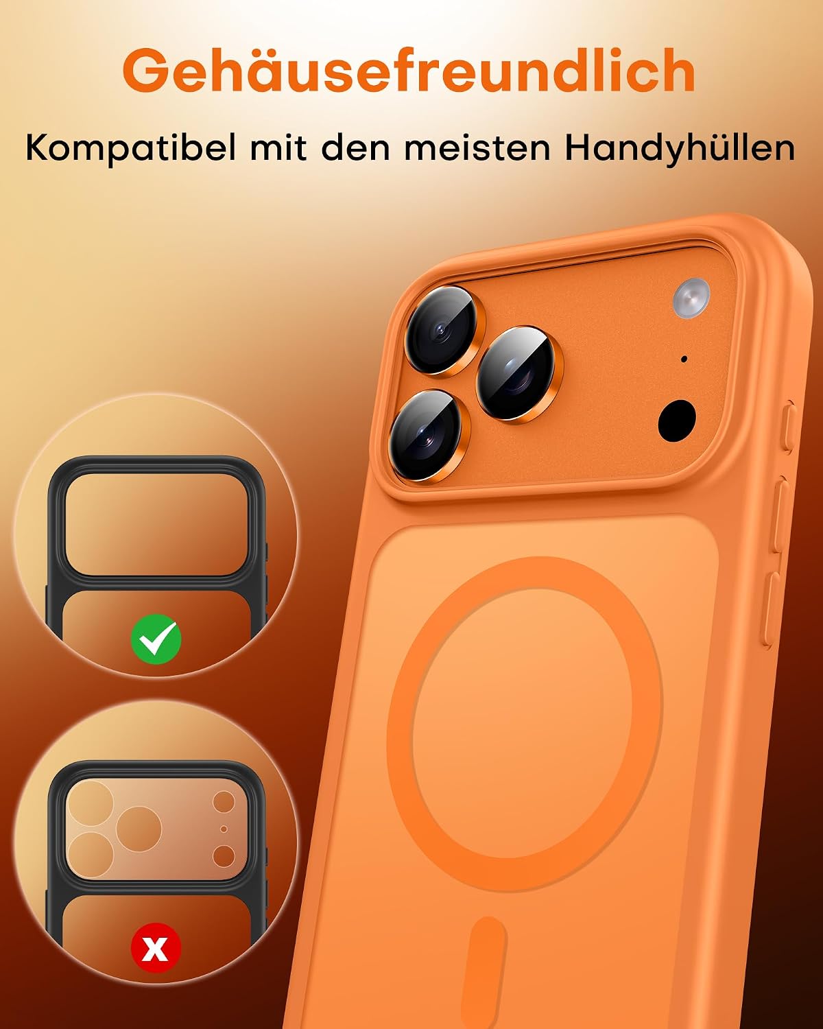 TOCOL 2 Sets for iPhone 17 Pro Camera Protector, Easy Installation, Orange – Bild 7