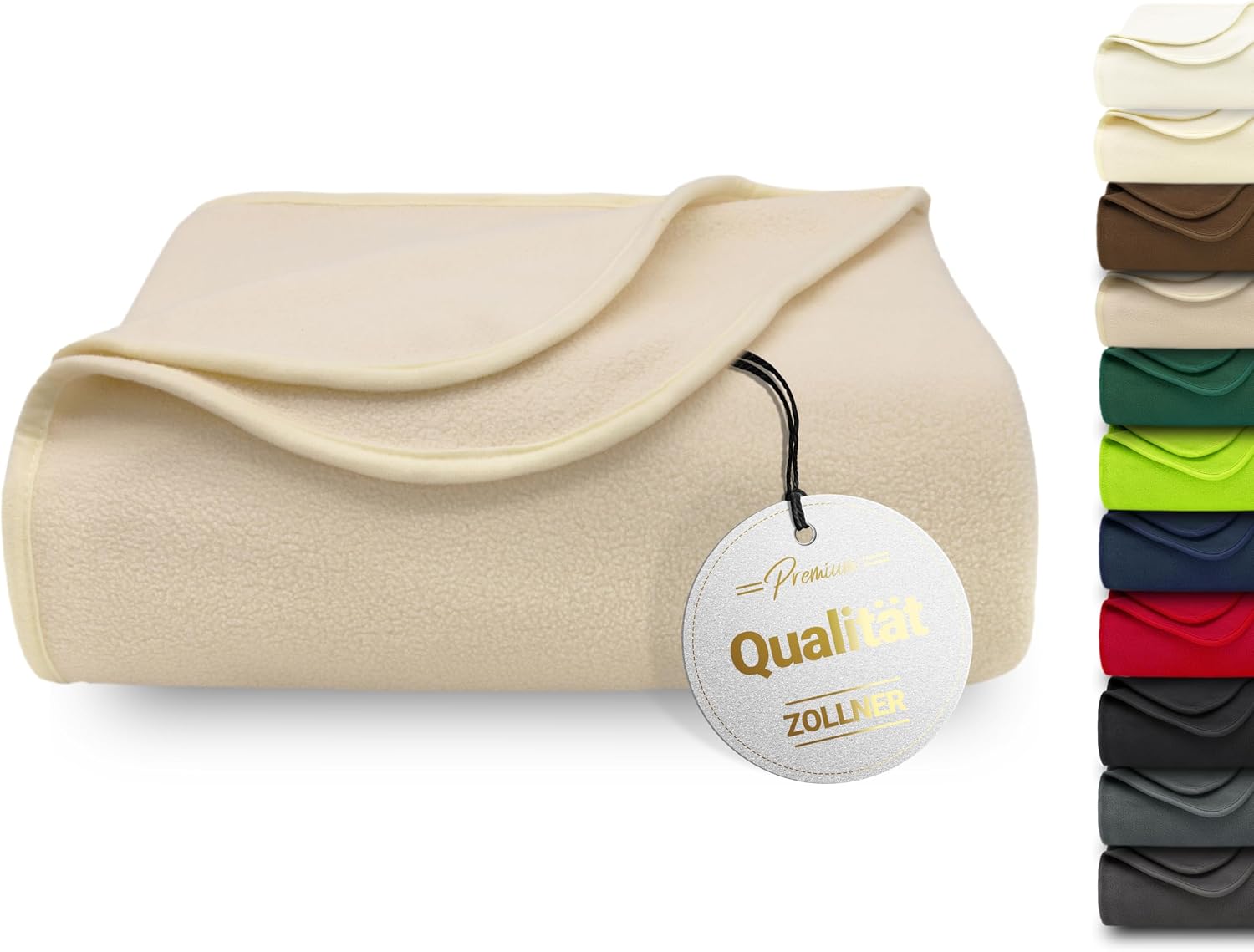 Zollner Cuddly Blanket in 130 x 170 cm - Cuddly and Durable Fleece Blanket - Washable up to 95 °C - High-Quality Edging Band - Anti-Static - Polyester - in Sand - Oeko Tex® Certified