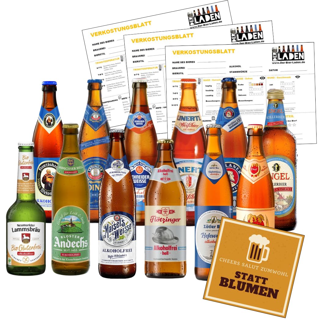 Beer Pack Alcohol-Free 12 x 0.5 L Bavarian Beers Pils Light Wheat Cellar Beer Including 0.96€ Deposit Beer Gift for Men Beer Tasting Gift Idea Christmas Advent Calendar