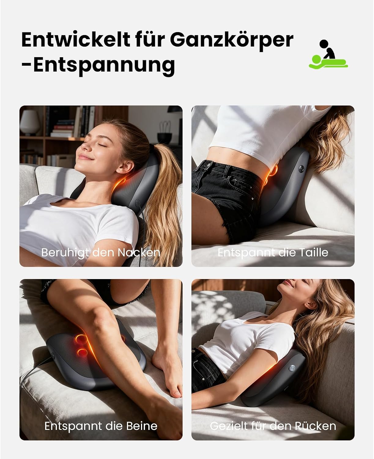 BOB AND BRAD EZBack Prime Back Massager with Heat Function, Electric Neck Massager with Remote Control, for Neck, Shoulder, Lumbar Area, Relaxation for Home, Office – Bild 7