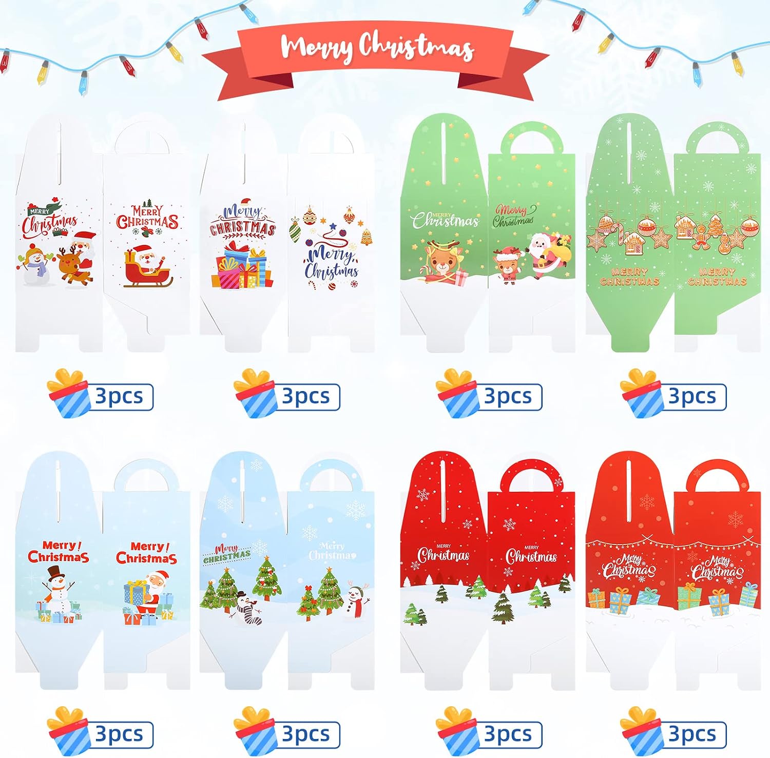 Christmas Gift Box 24 Christmas Bags for Filling 8 Designs in 4 Colours – Bild 3