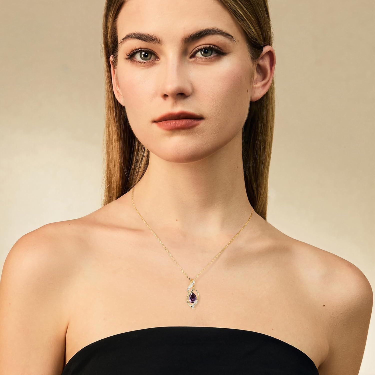 FANCIME Double Twist Infinity Birthstone Chain for Women 925 Sterling Silver Gold-Plated Infinity Drop Birthstone Pendant Necklace Jewellery Gifts for Women Girls Chain Length: 40 + 5 cm – Bild 3