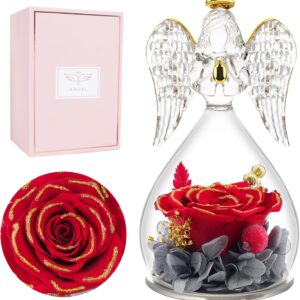 Miofula Eternal Rose Gifts for Women, Birthday Gift for Women, Flowers Guardian Angel Glass Dome, Infinity Roses Gifts for Mum Mother Grandma Girlfriend Gifts Christmas Anniversary Wedding Anniversary