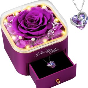 Eternal Rose Gifts for Women, Valentine’s Day Gift for Her, Perfect for Mum, Girlfriend, Wife & More – Ideal Birthday, Valentine’s Day, Christmas, Mother’s Day (Purple)