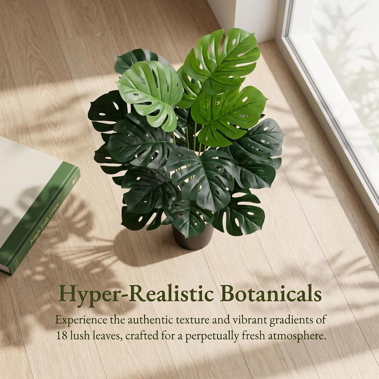 Monstera Plant, 71 cm Artificial Plant, Large, Realistic Plants Artificial with White Pot, Plastic Decoration, 18 Leaves, Living Room, Balcony, Pack of 1 – Bild 4