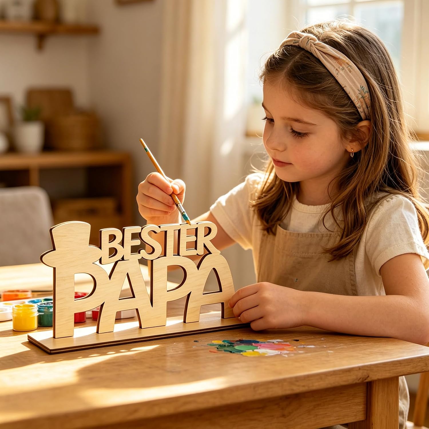 MOAZIFI Best Dad Gifts, Wooden Decoration and Stickers, DIY Dad Gift Birthday, Father's Day Gift, Christmas Gifts, Craft Desktop Decoration for Daughter, Son and Father – Bild 5