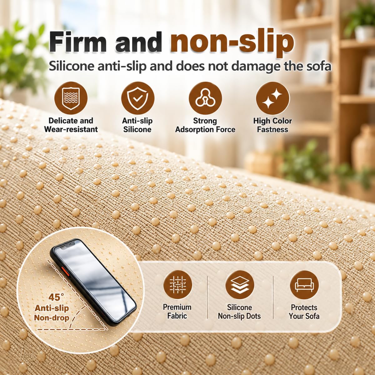 Sofa Cover, Throw Blankets for Sofa, Sofa Protector Non-Slip, Sofa Blankets for Seat, Sofa Cover L Shape 1/2/3/4-Seater Corner Sofa Cover, Couch Throw Dog Cat, Grey, 70 x 70 cm – Bild 4