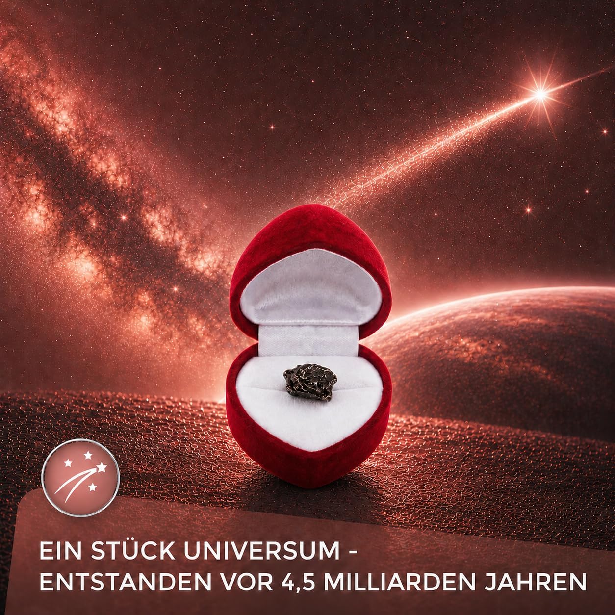 PURAJA Shooting Star in Heart Box, Real Shooting Star with Certificate, Special Gift for Birthday, Wedding, Anniversary, Meteorite as a Lucky Charm – Bild 5