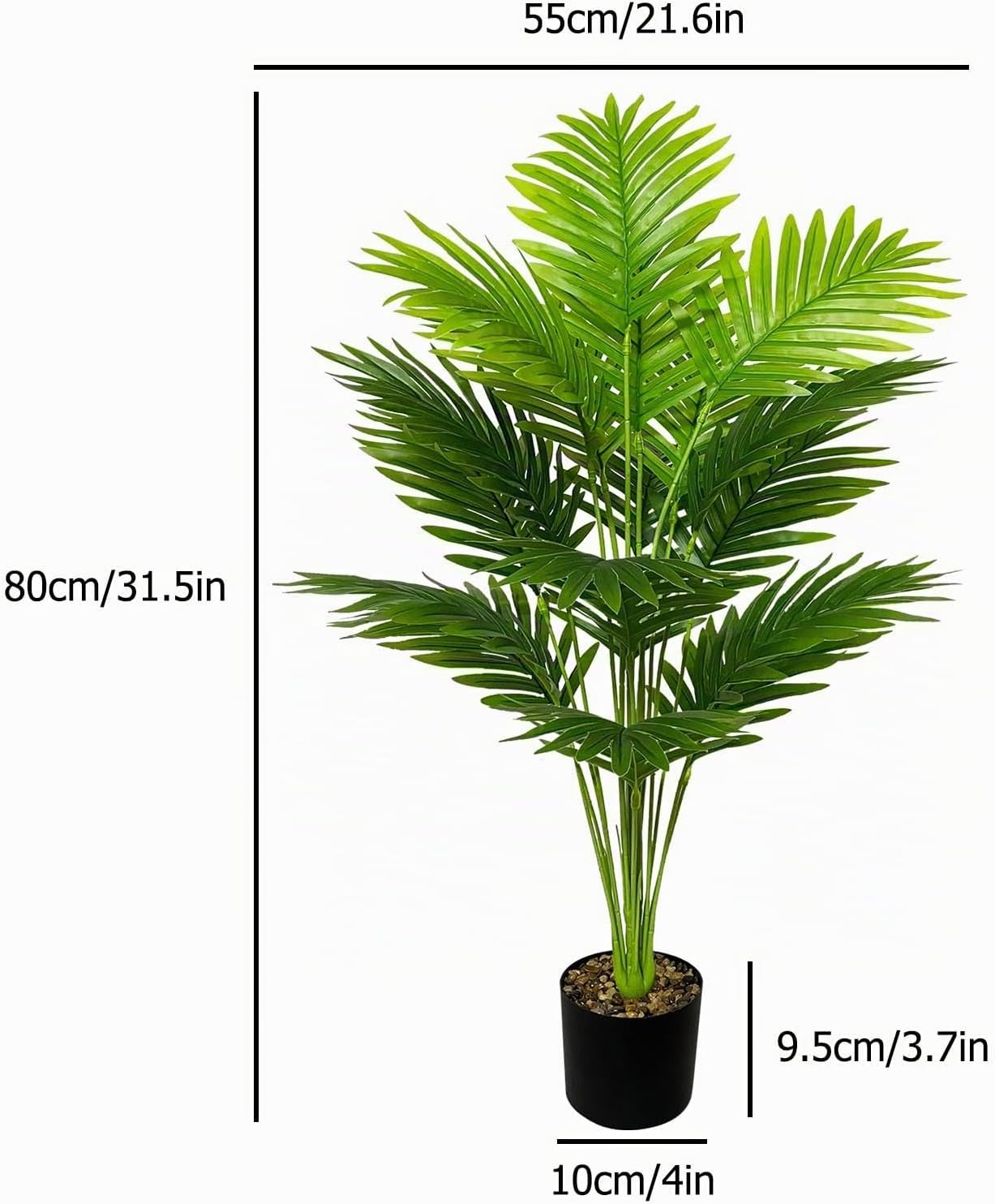 Artificial Plant in Pot, Large Artificial Plants, Plastic Palm Tree, Fake Palm Plant Decoration for Living Room, Balcony, Bedroom, Office, Bathroom (80 cm High Palm Tree) – Bild 2