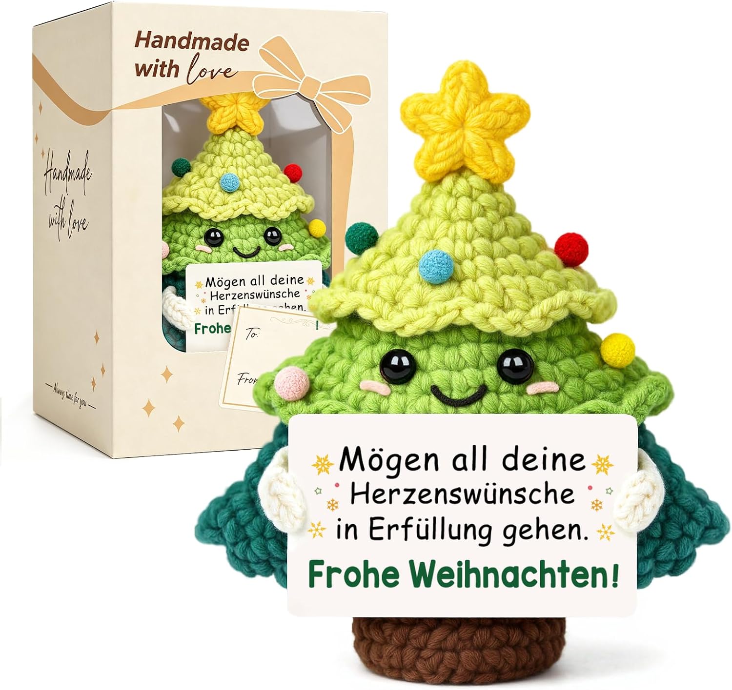 Gifts for Women Men - Hand Crocheted Christmas Tree, Lucky Charm, Christmas Gifts for Girlfriend, Boyfriend, Grandma, Grandpa, Mum, Dad, Colleague, Sister