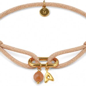 happymaker - Women's Bracelet with Letters, Initial Bracelet, Gold, Personal Jewellery with Meaning, Adjustable Bracelet, Gift Packaging, Handmade in Germany