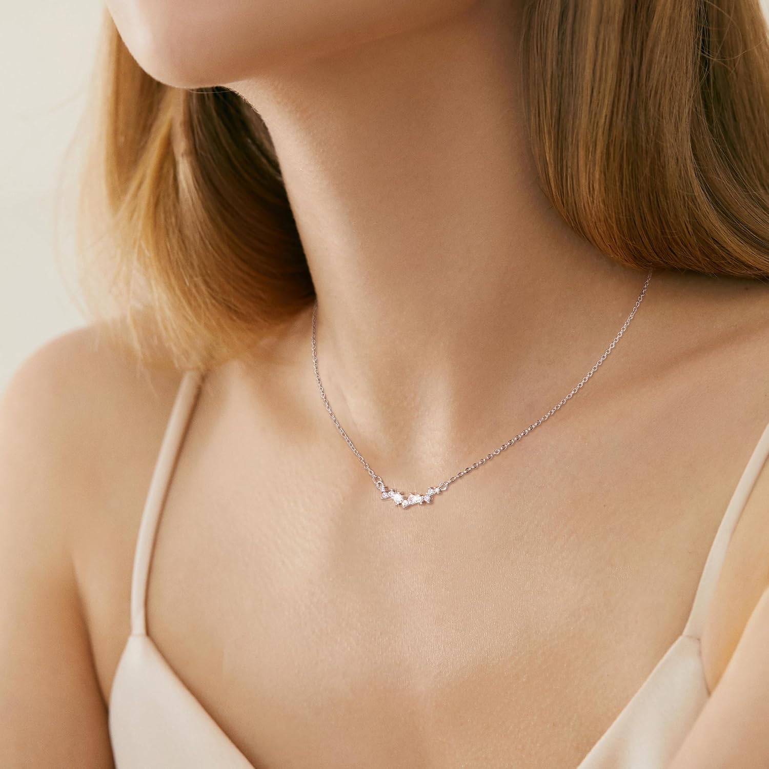 Halskette Damen Gold Silber 925 Zirkonia Verstellbar Stapelbar Geschenk – Bild 5