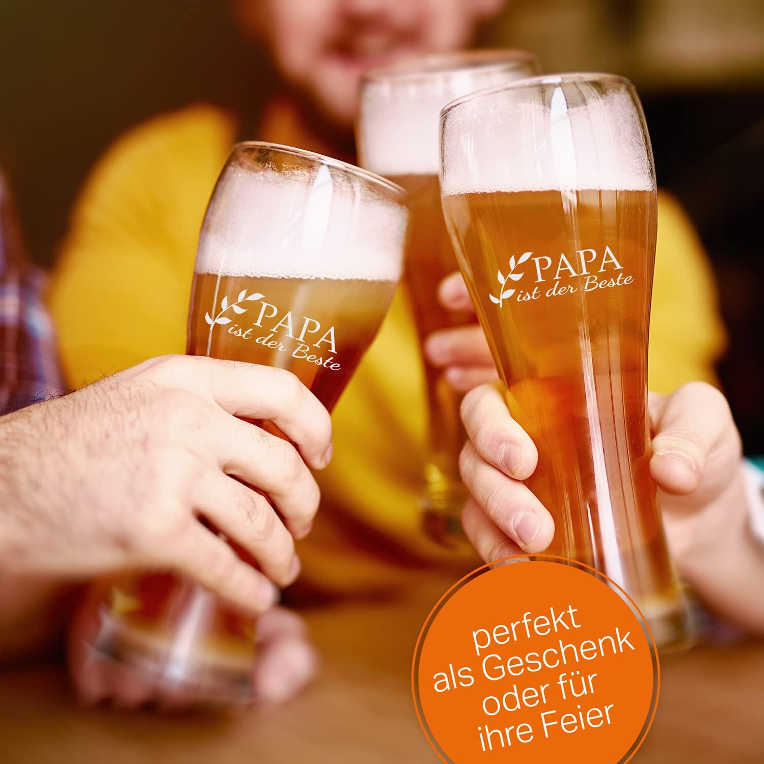 Wheat Glass Papa ist der Beste Beer Glass 0.5 L with Laser Engraving Gift for Father's Day, Birthday, Christmas, Motif Zweig Papa ist der Beste – Bild 4