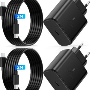 45 W USB C Charger for Samsung, 2 Pack Mobile Phone Quick Charger with 2 m Charging Cable, Type C Fast Charger for Samsung Galaxy S26 S25 S24 S23 Ultra 5G A56, iPhone 17 16 15.45 W Charger Super Fast