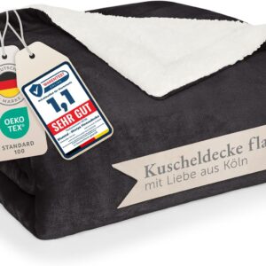 Blumtal Premium Sherpa Cuddly Blanket, Fluffy, 150 x 200 cm, Oeko-Tex Certified, Sofa Blanket with Thick Sherpa Inside, Super Fluffy Blanket, Extra Thick and Warming, Plush Blanket, Anthracite