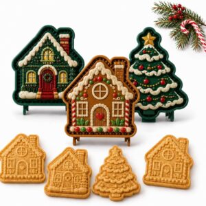 Christmas Cake Moulds, Mini Hand Pie Moulds Set, Santa, Christmas Hat, One Press Hand Pie Maker, Christmas Biscuit Moulds, Hand Pie Maker for Party Pastries, Baking (3 Pieces-A)