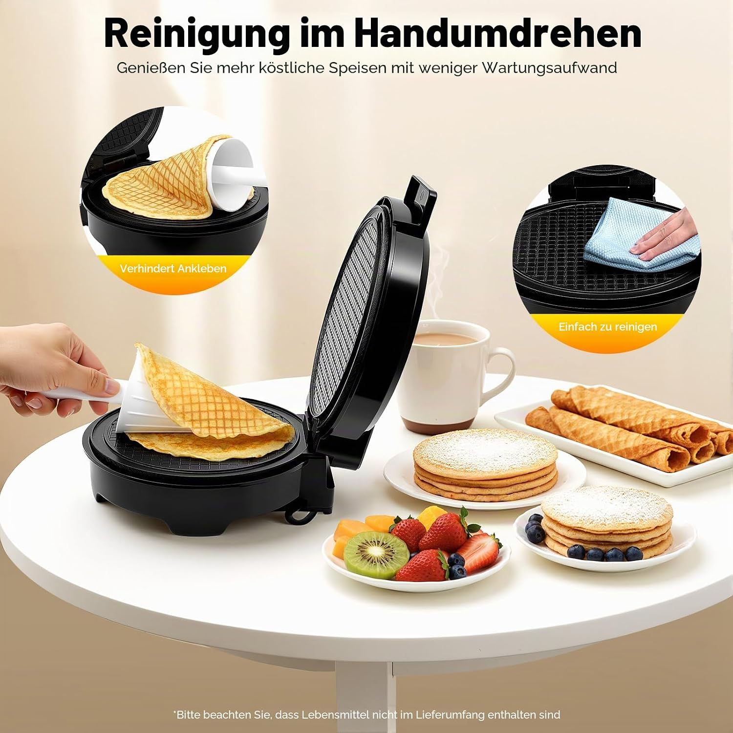 Electric Waffle Cone Maker, 1200 W 220-240 V Waffle Iron, Round Ice Cone Maker, Ice Cake Iron, Commercial Waffle Bag Machine for Ice Cream Cones, Egg Bags, Waffle Bags – Bild 8