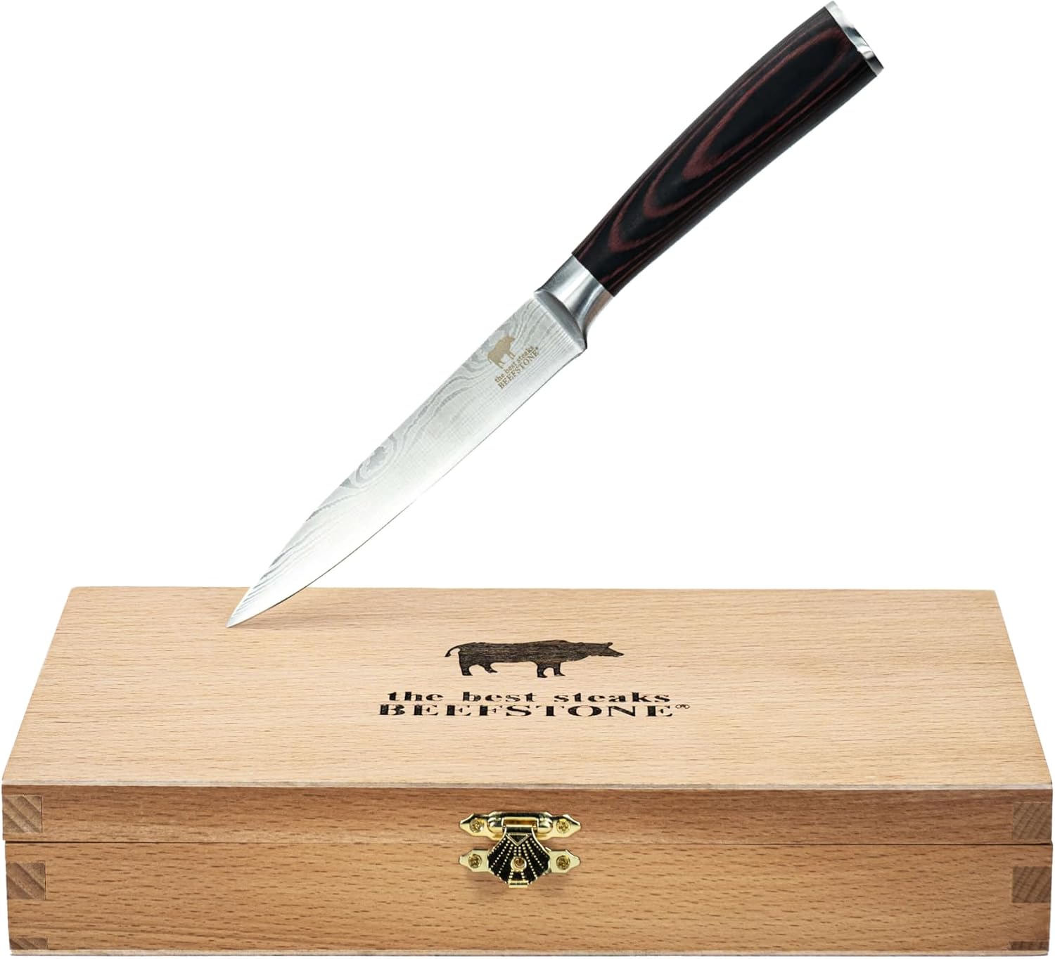 Steak Knife Set 6 Pieces Professional Chef's Knife, Ergonomic Wooden Handle, Smooth Blade, Gift Idea with Wooden Box for Storage – Bild 2