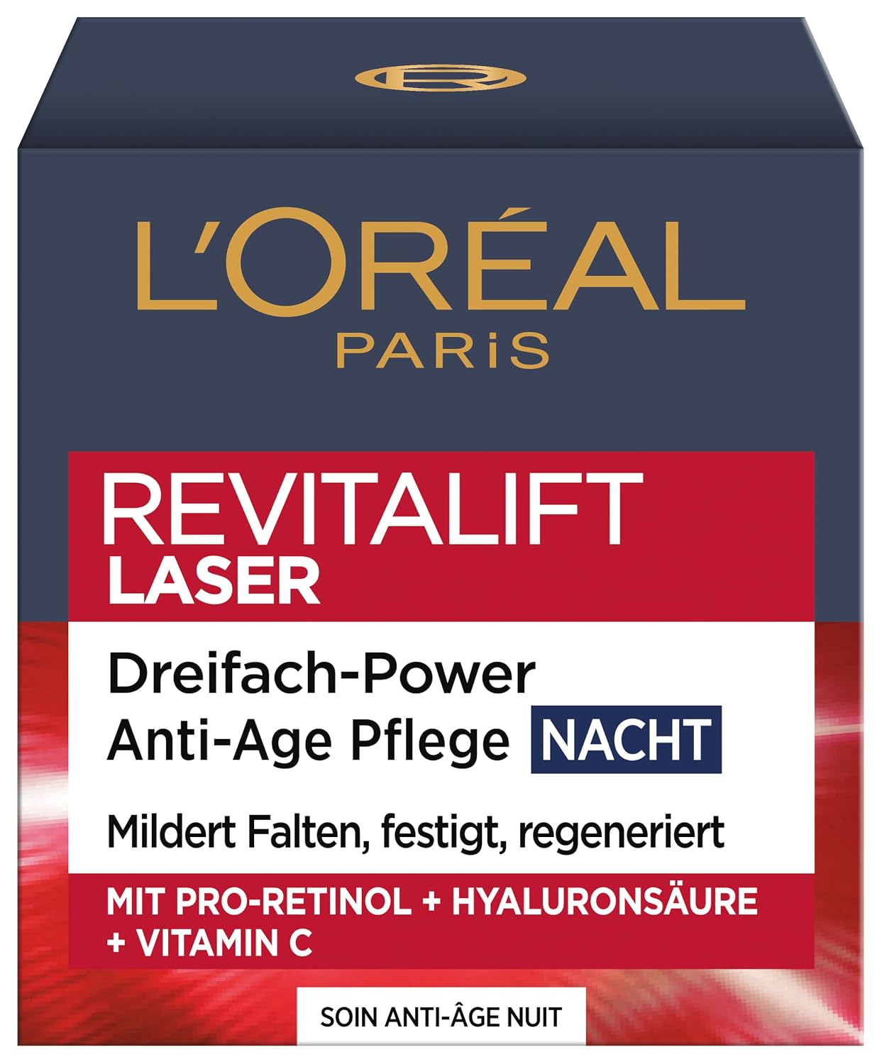 L'Oréal Paris Anti-Ageing Night Cream with Triple Power for Women: Reduces Wrinkles & Tightens the Skin, with Pro-Retinol, Hyaluronic Acid and Vitamin C, RevitaLift Laser, 1 x 50 ml – Bild 2