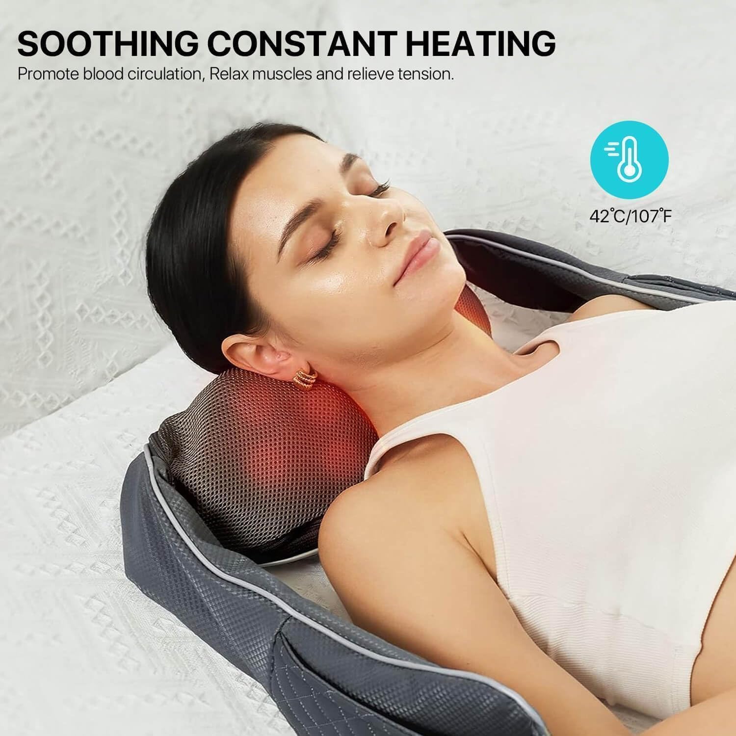 ALLJOY Wireless Neck Massager with Heat, Shiatsu 4D Deep Kneading Massage – Bild 3