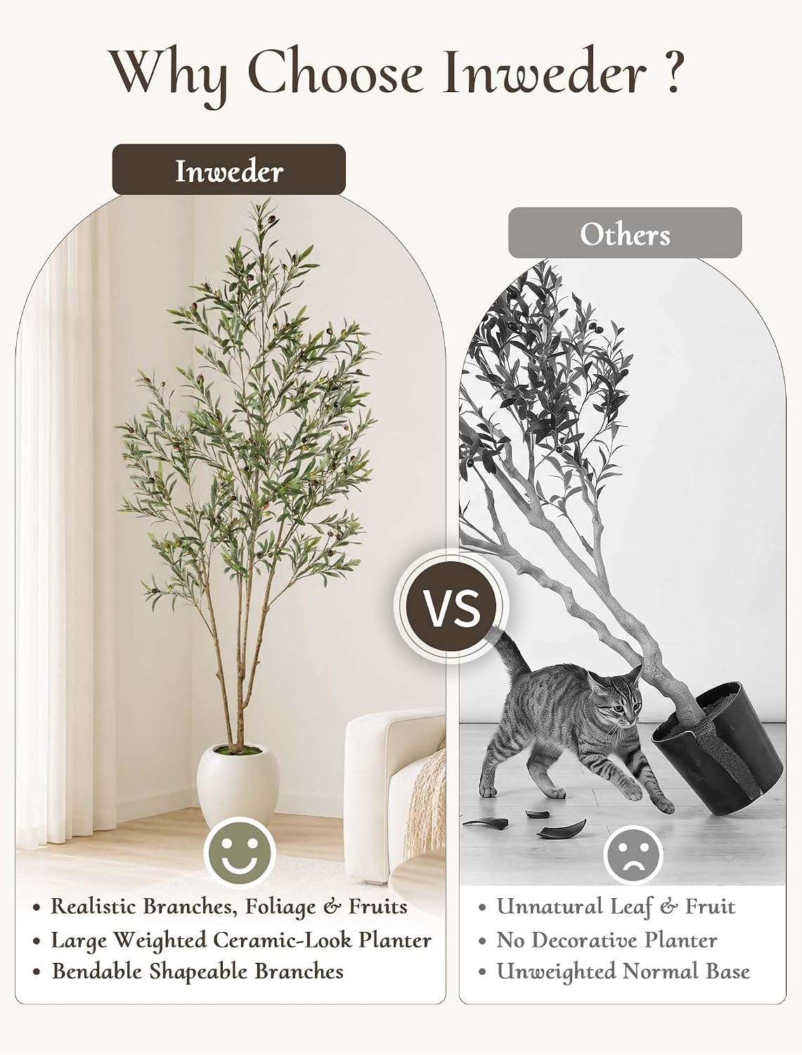 210 cm Artificial Olive Tree with White Pot, Large Artificial Plant – Bild 2